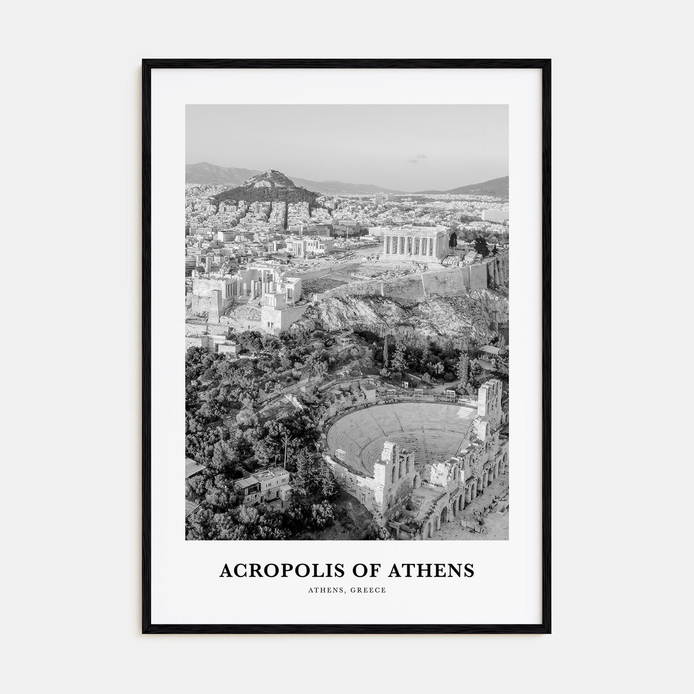 Acropolis of Athens Portrait B&W Poster