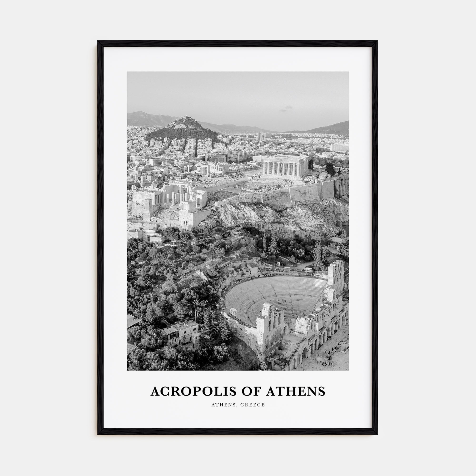 Acropolis of Athens Portrait B&W Poster