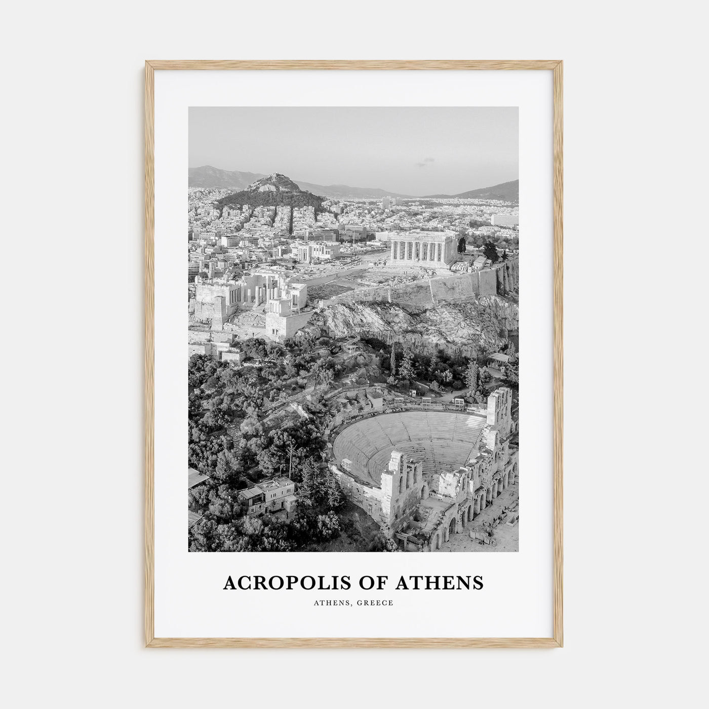 Acropolis of Athens Portrait B&W Poster