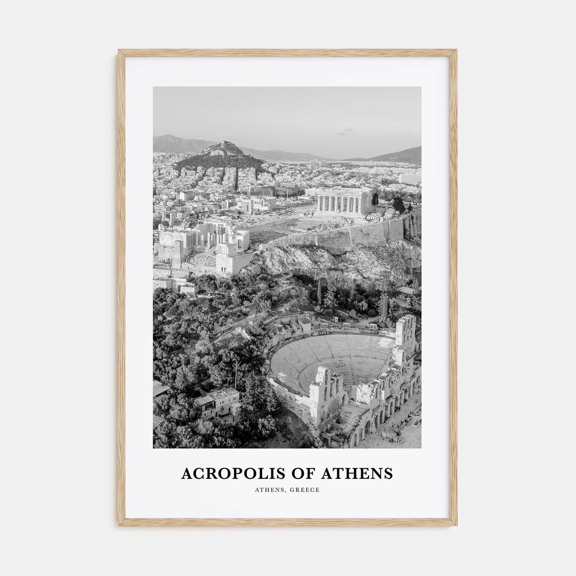 Acropolis of Athens Portrait B&W Poster
