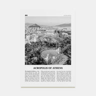 Acropolis of Athens Travel B&W Poster