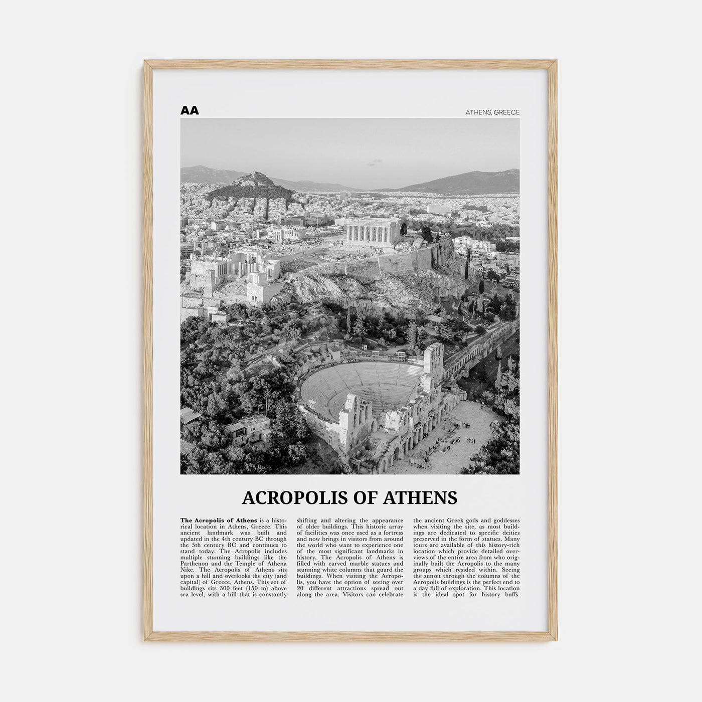 Acropolis of Athens Travel B&W Poster