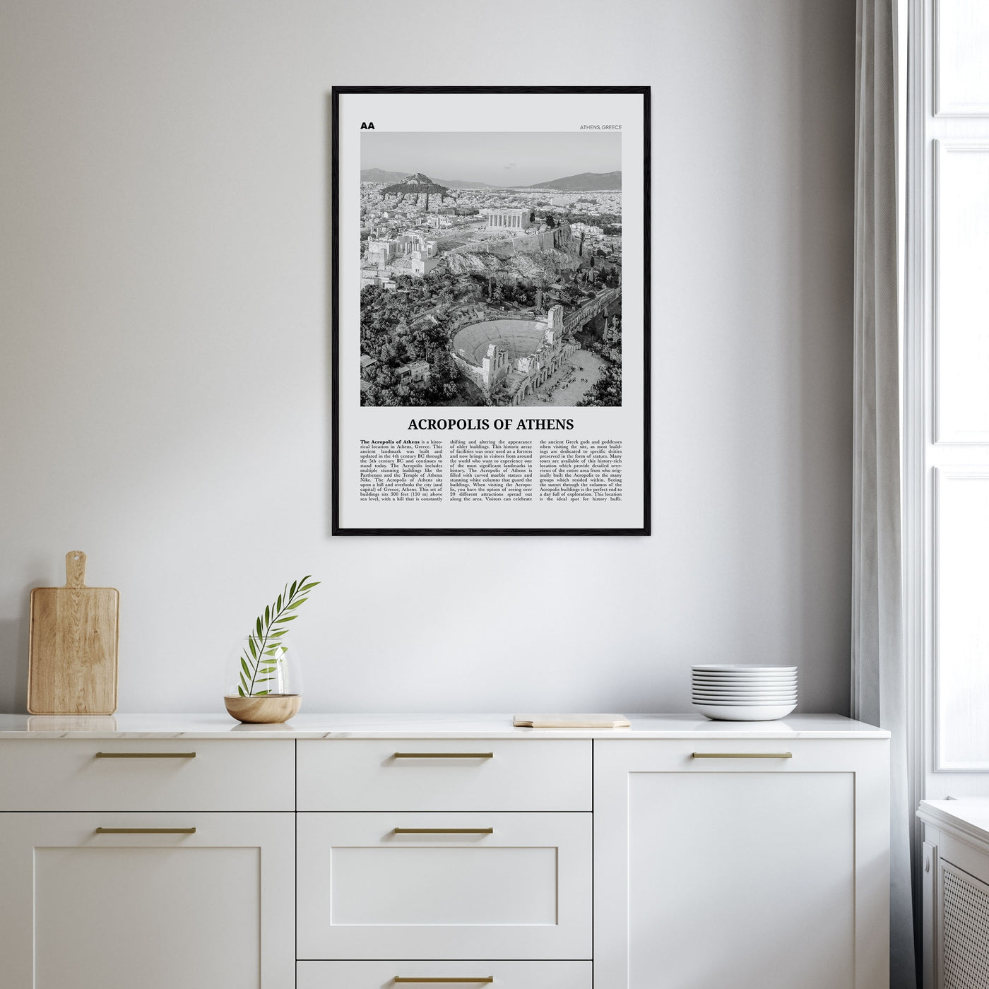 Acropolis of Athens Travel B&W Poster