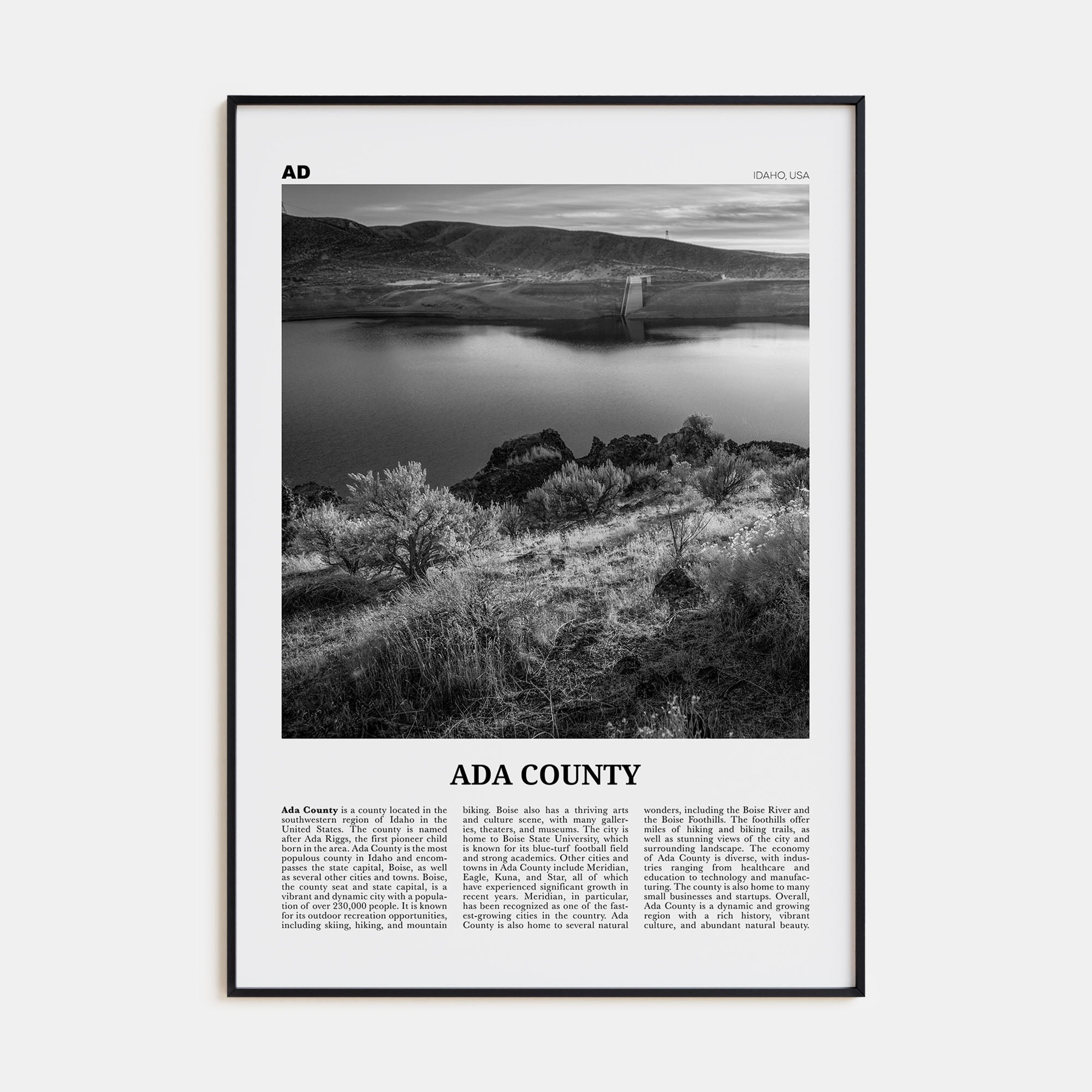 Ada County Travel B&W Poster
