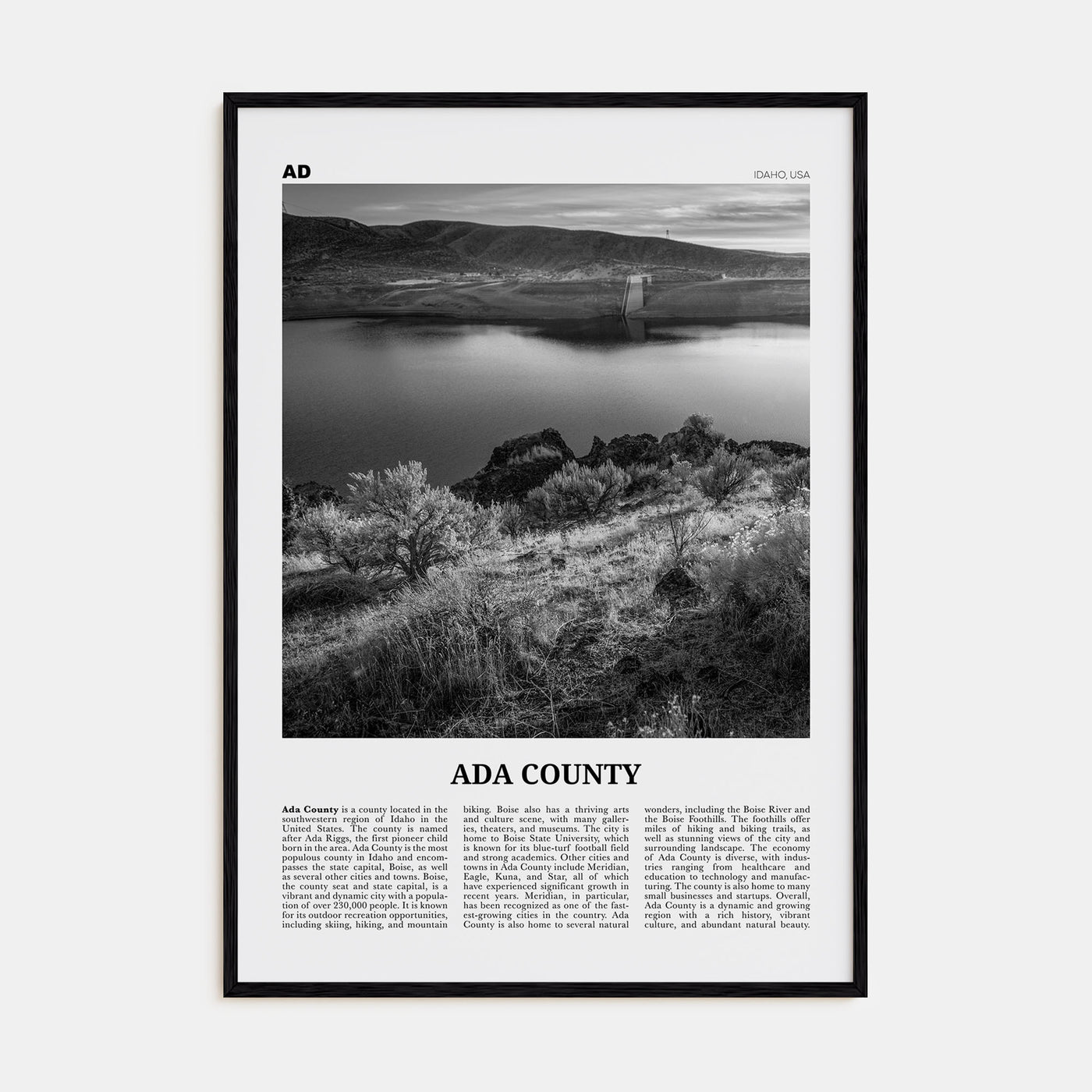 Ada County Travel B&W Poster