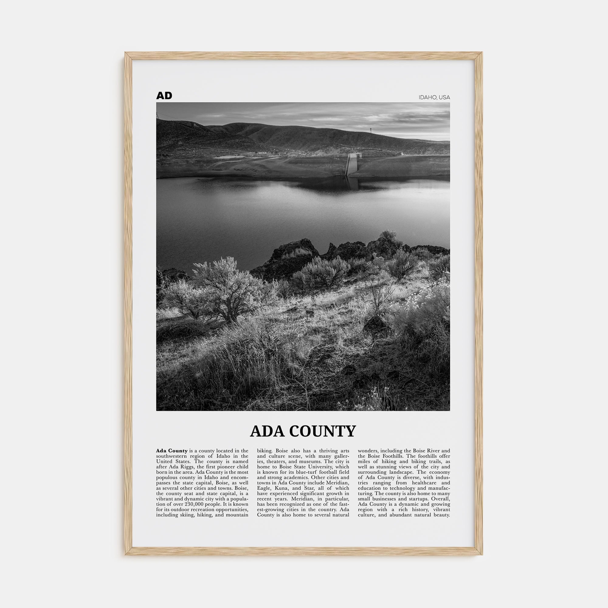 Ada County Travel B&W Poster