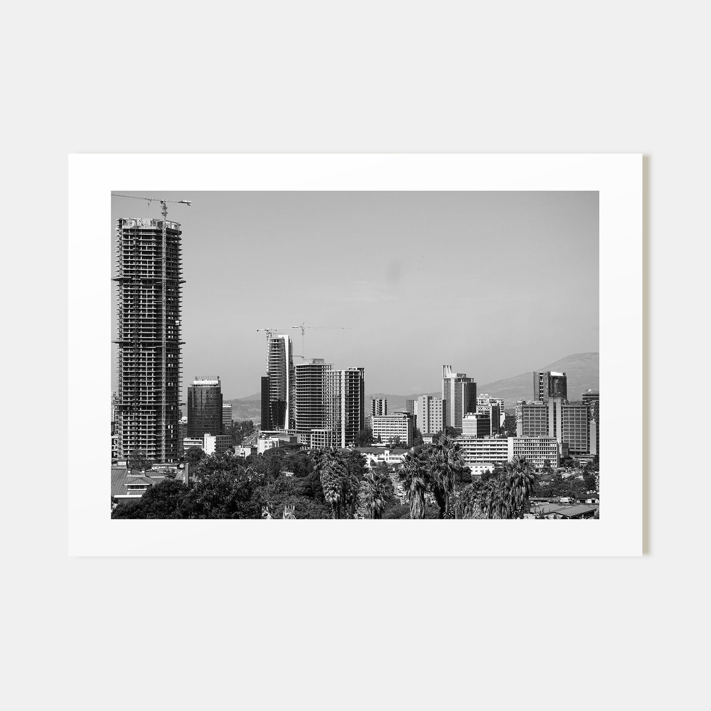 Addis Ababa Landscape B&W Poster