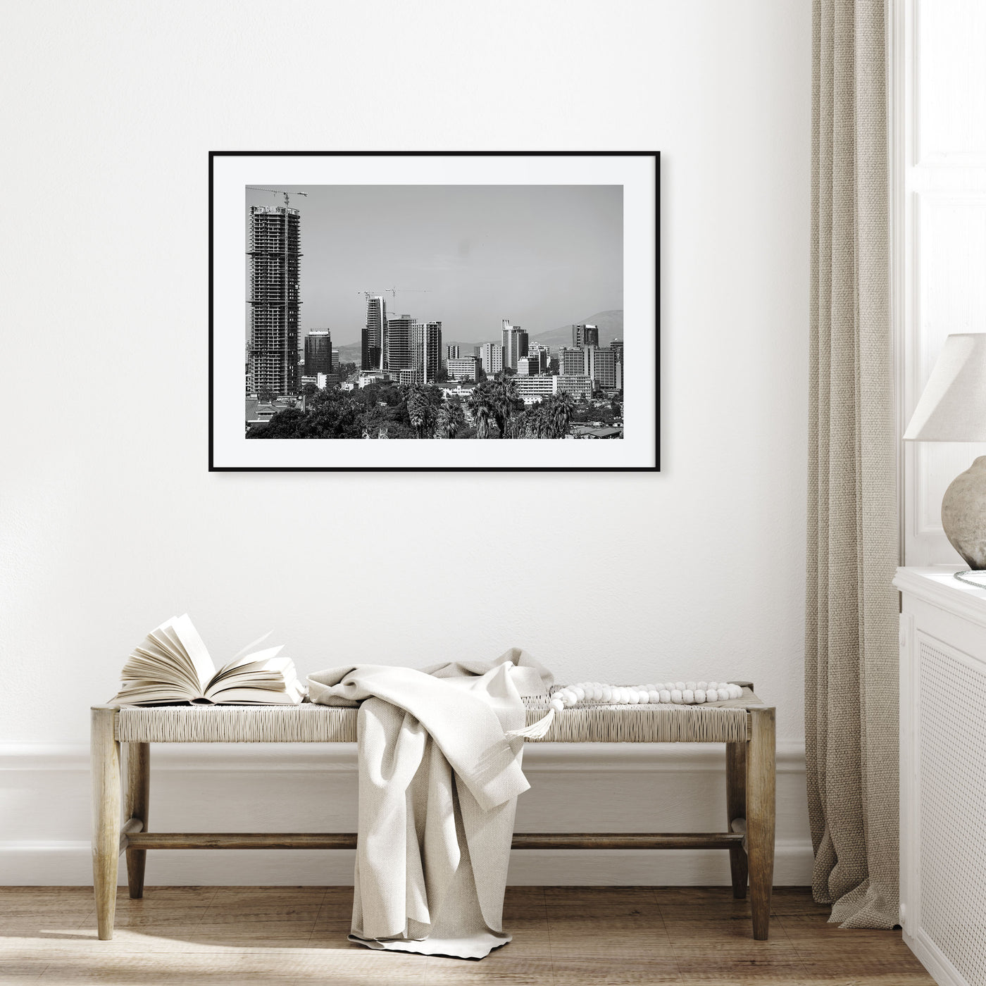 Addis Ababa Landscape B&W Poster