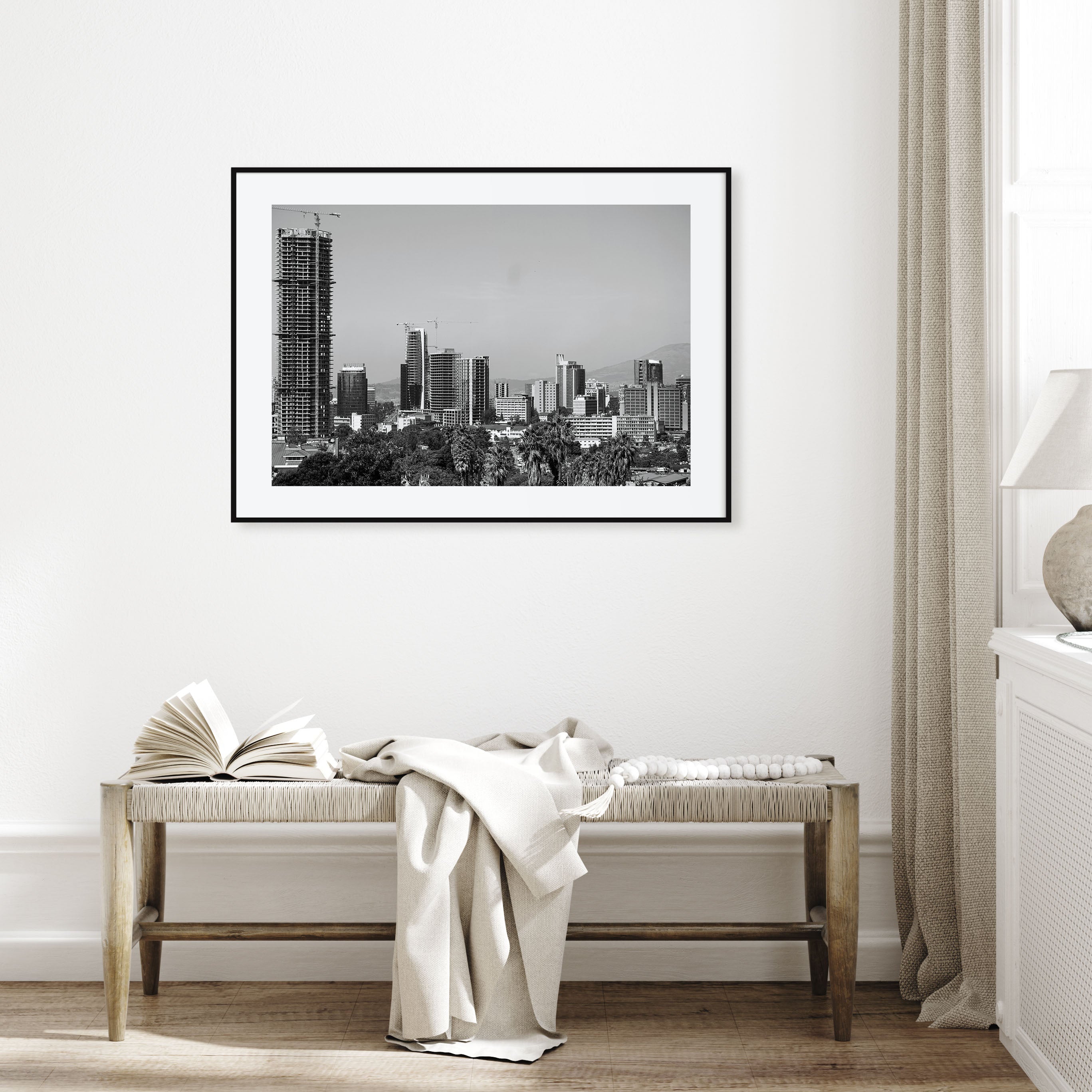Addis Ababa Landscape B&W Poster