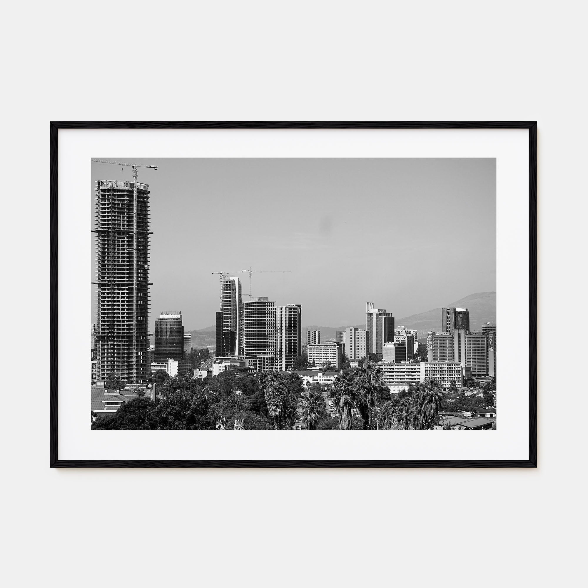 Addis Ababa Landscape B&W Poster