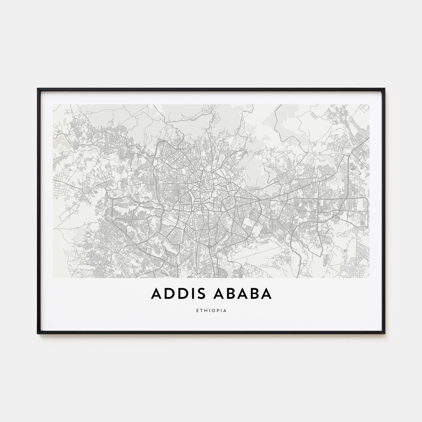Addis Ababa Map Landscape Poster