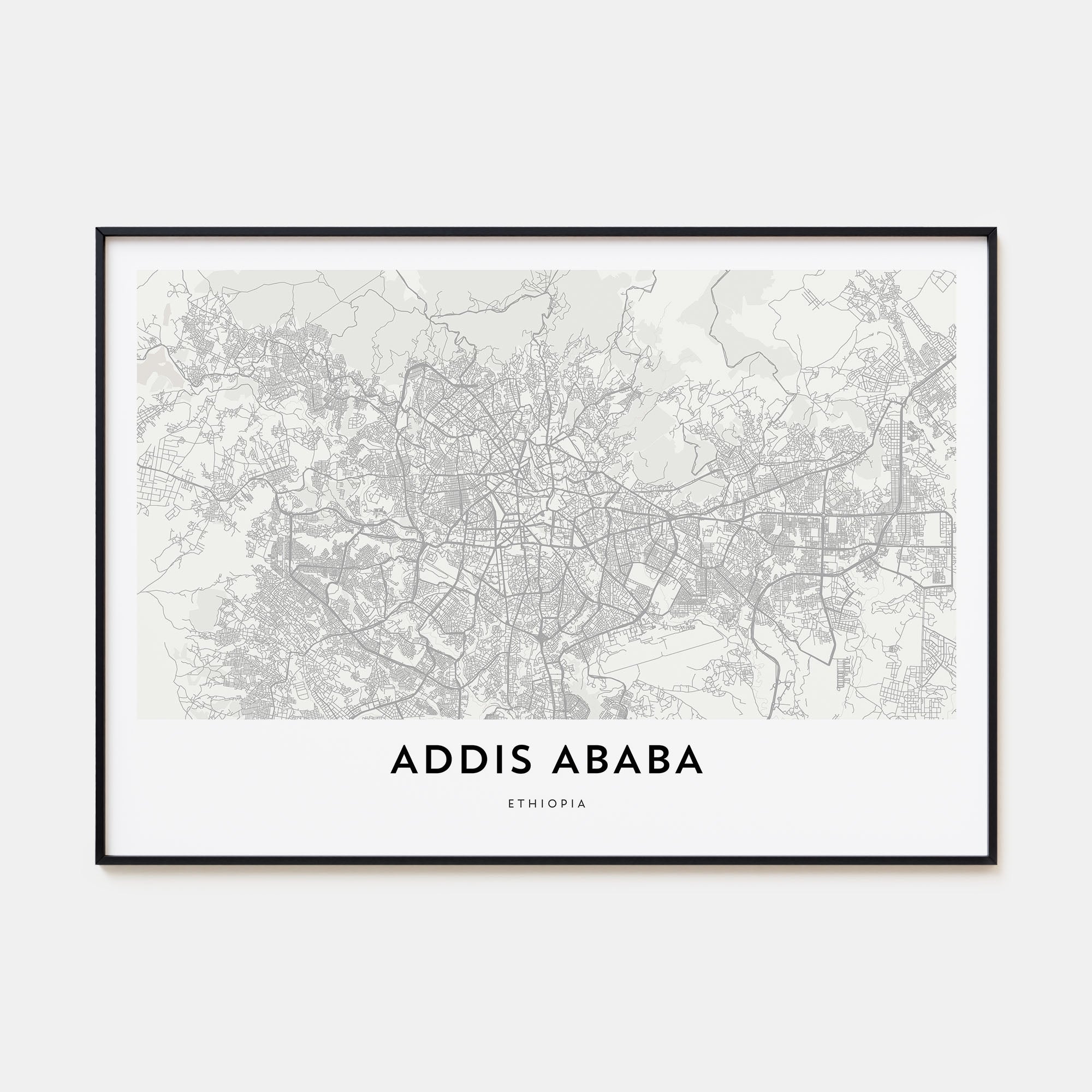 Addis Ababa Map Landscape Poster