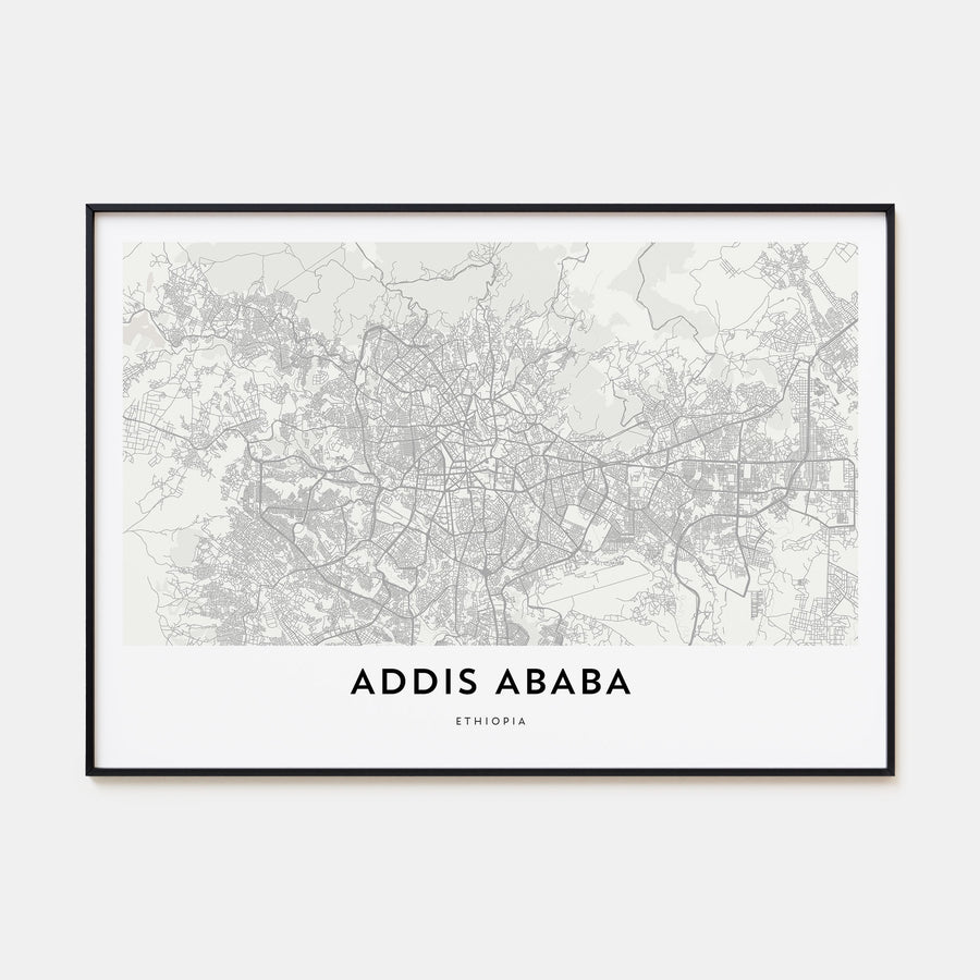 Addis Ababa Map Landscape Poster