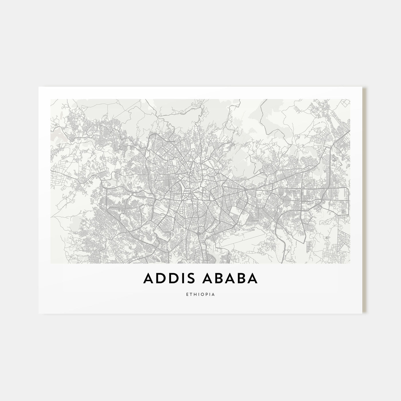 Addis Ababa Map Landscape Poster