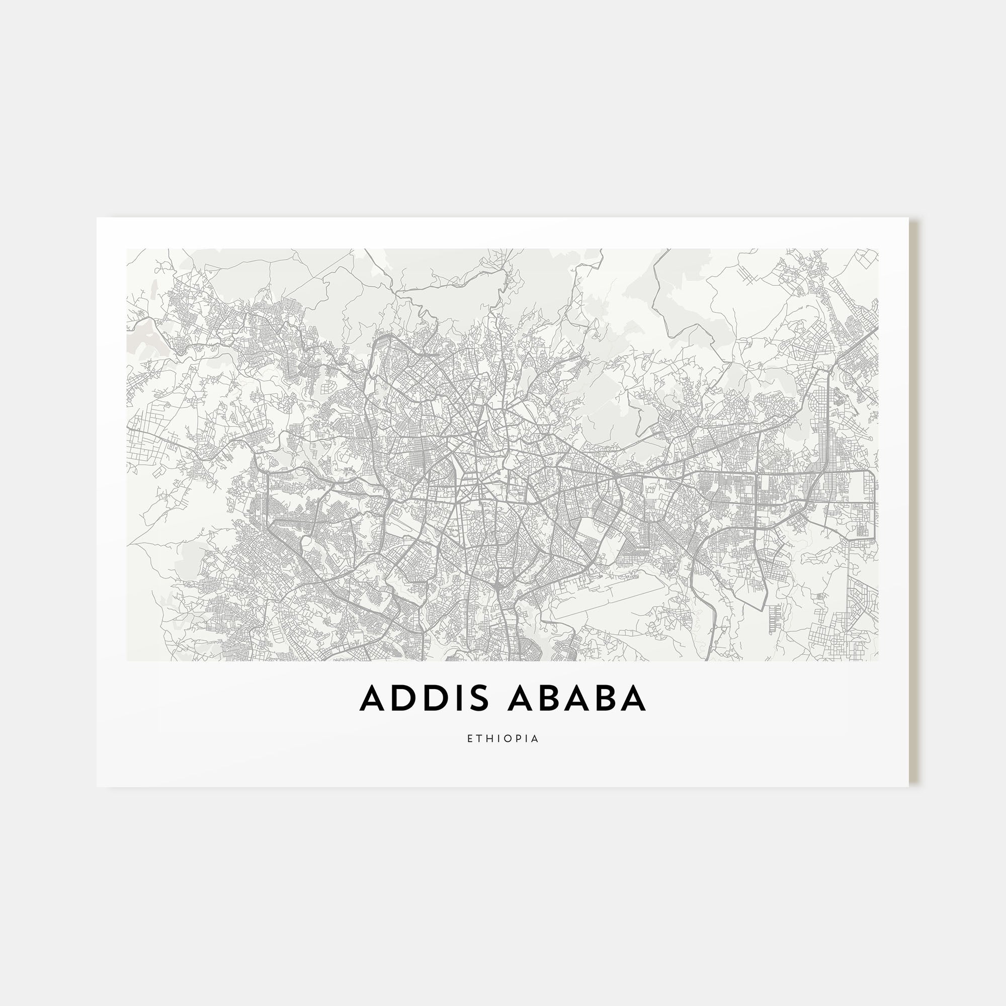 Addis Ababa Map Landscape Poster