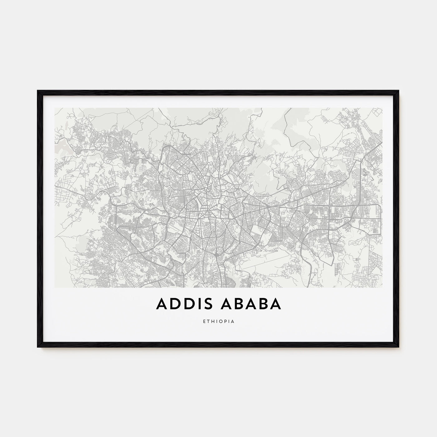 Addis Ababa Map Landscape Poster