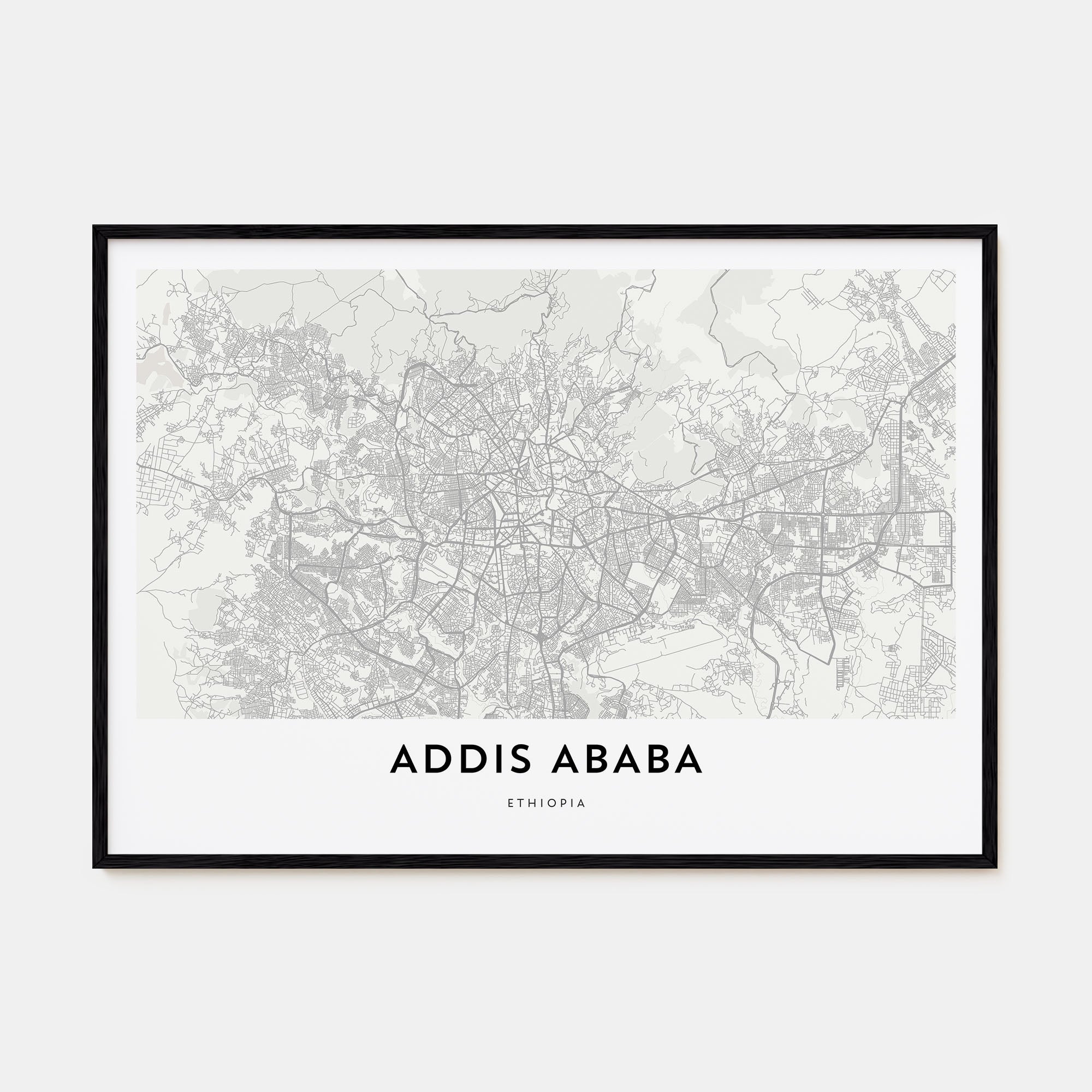 Addis Ababa Map Landscape Poster