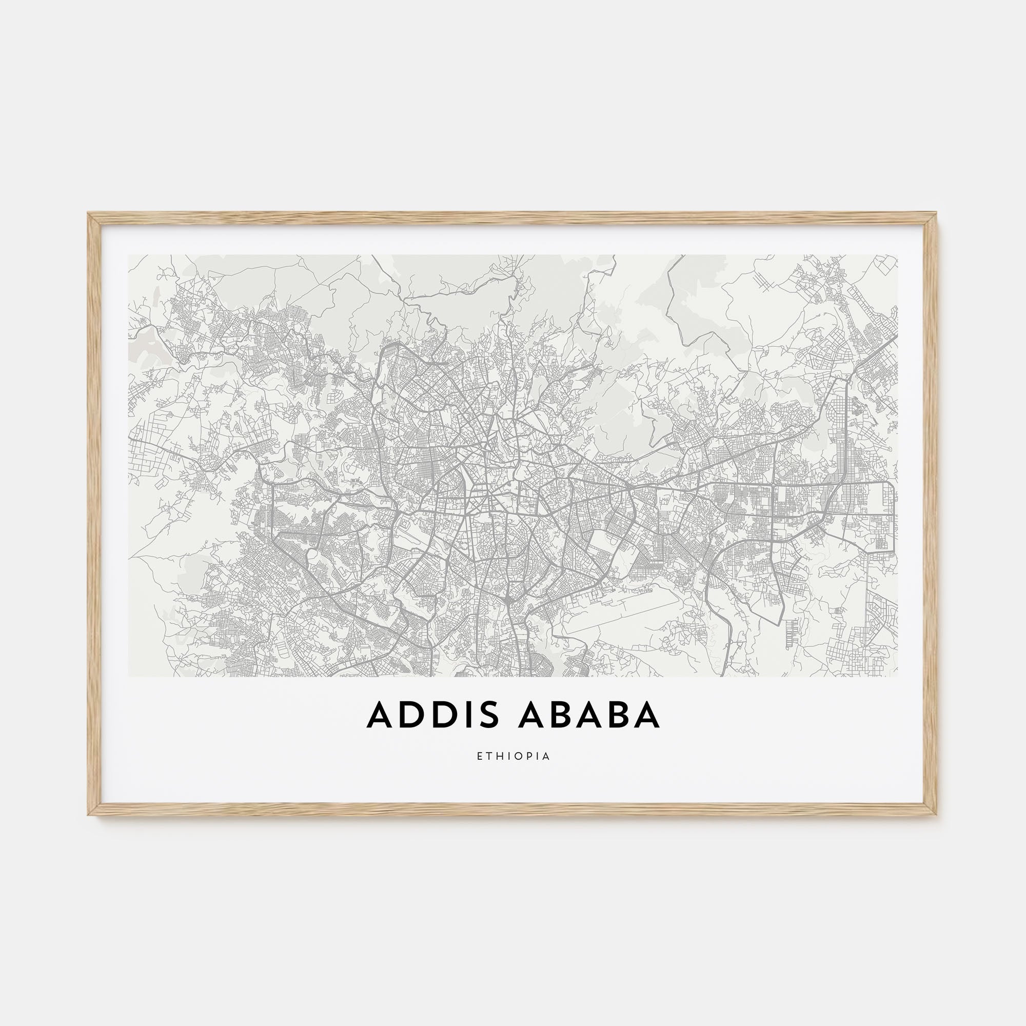 Addis Ababa Map Landscape Poster