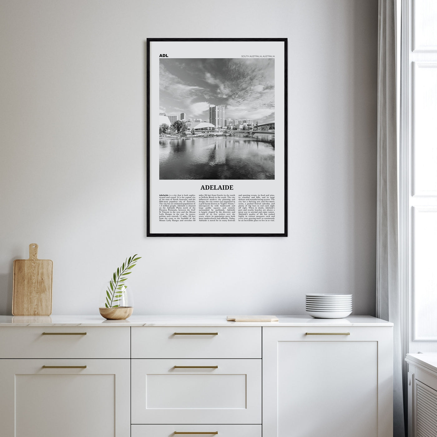 Adelaide Travel B&W Poster