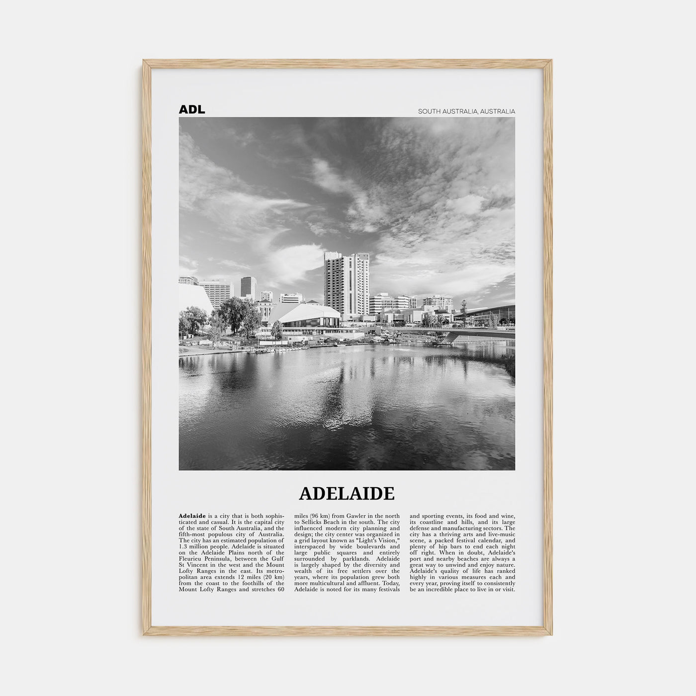 Adelaide Travel B&W Poster