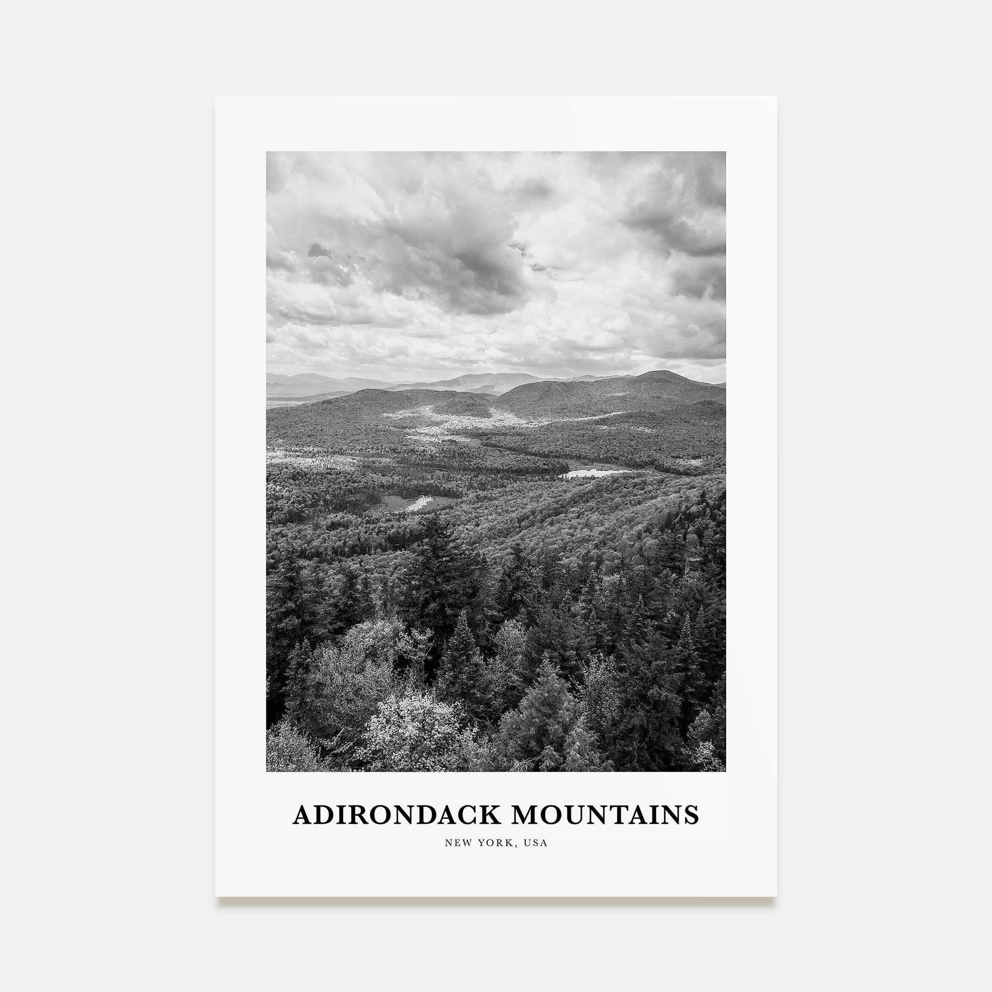 Adirondack Mountains Portrait B&W Poster