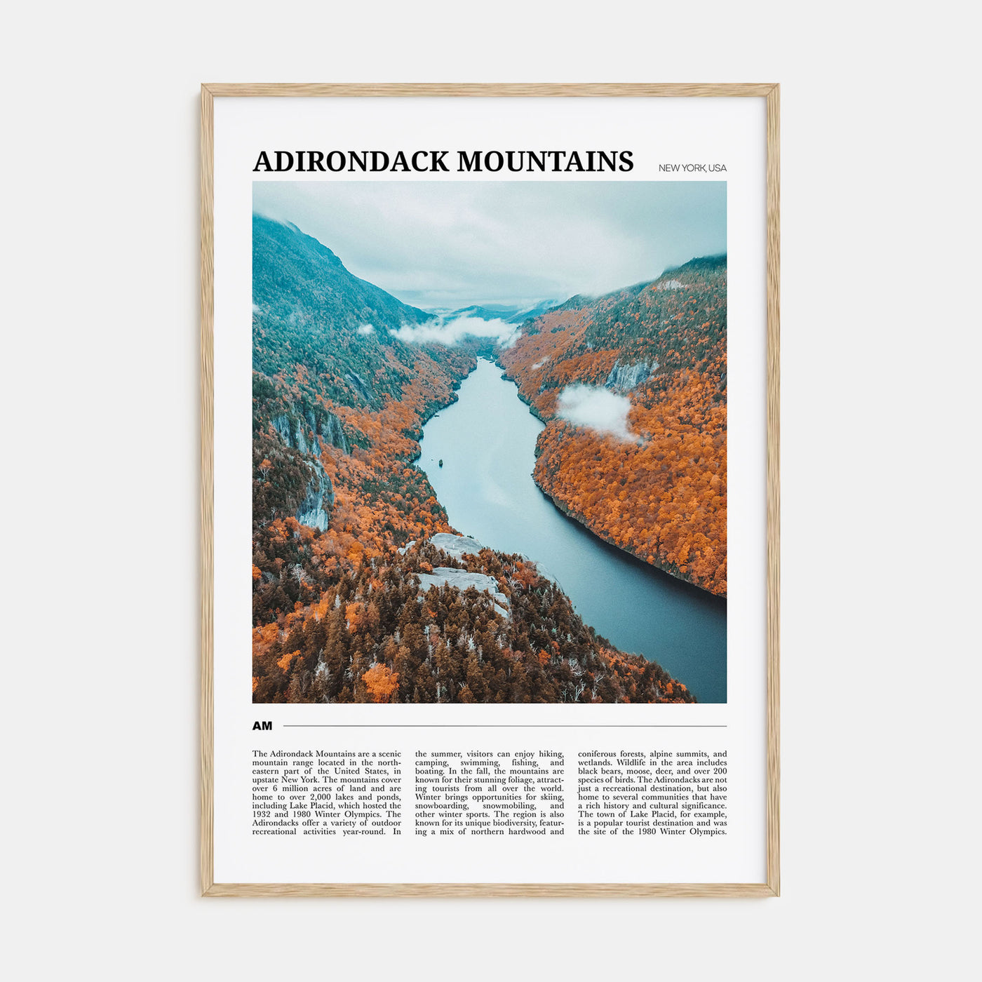 Adirondack Mountains Travel Color Poster
