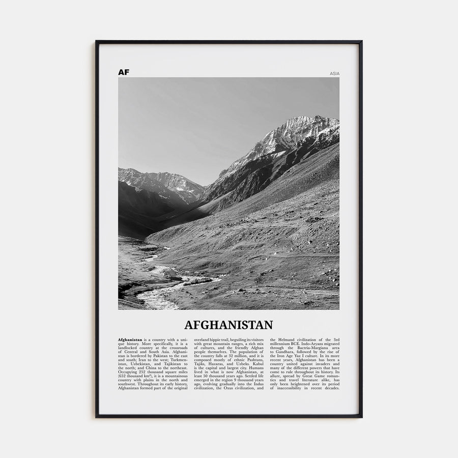 Afghanistan Travel B&W No 1 Poster