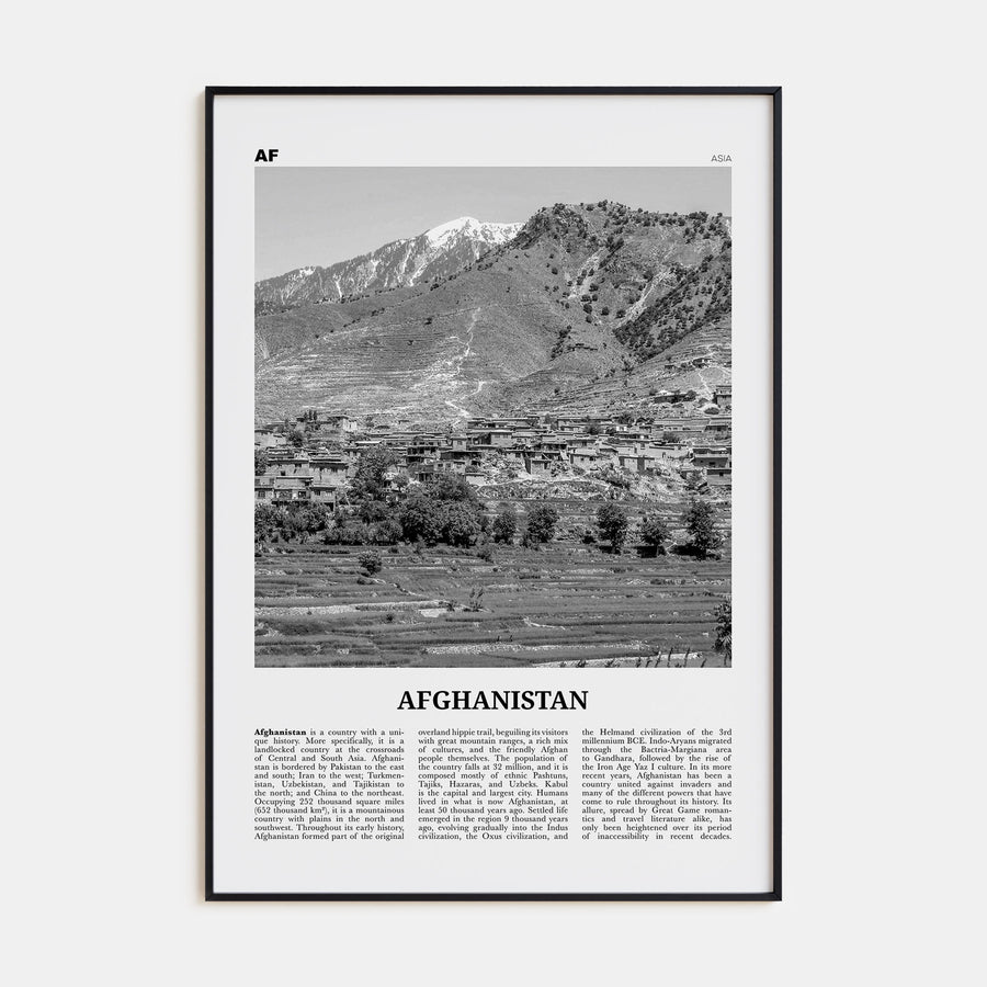 Afghanistan Travel B&W No 2 Poster