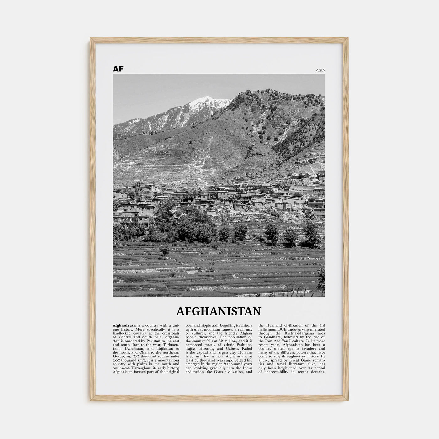 Afghanistan Travel B&W No 2 Poster