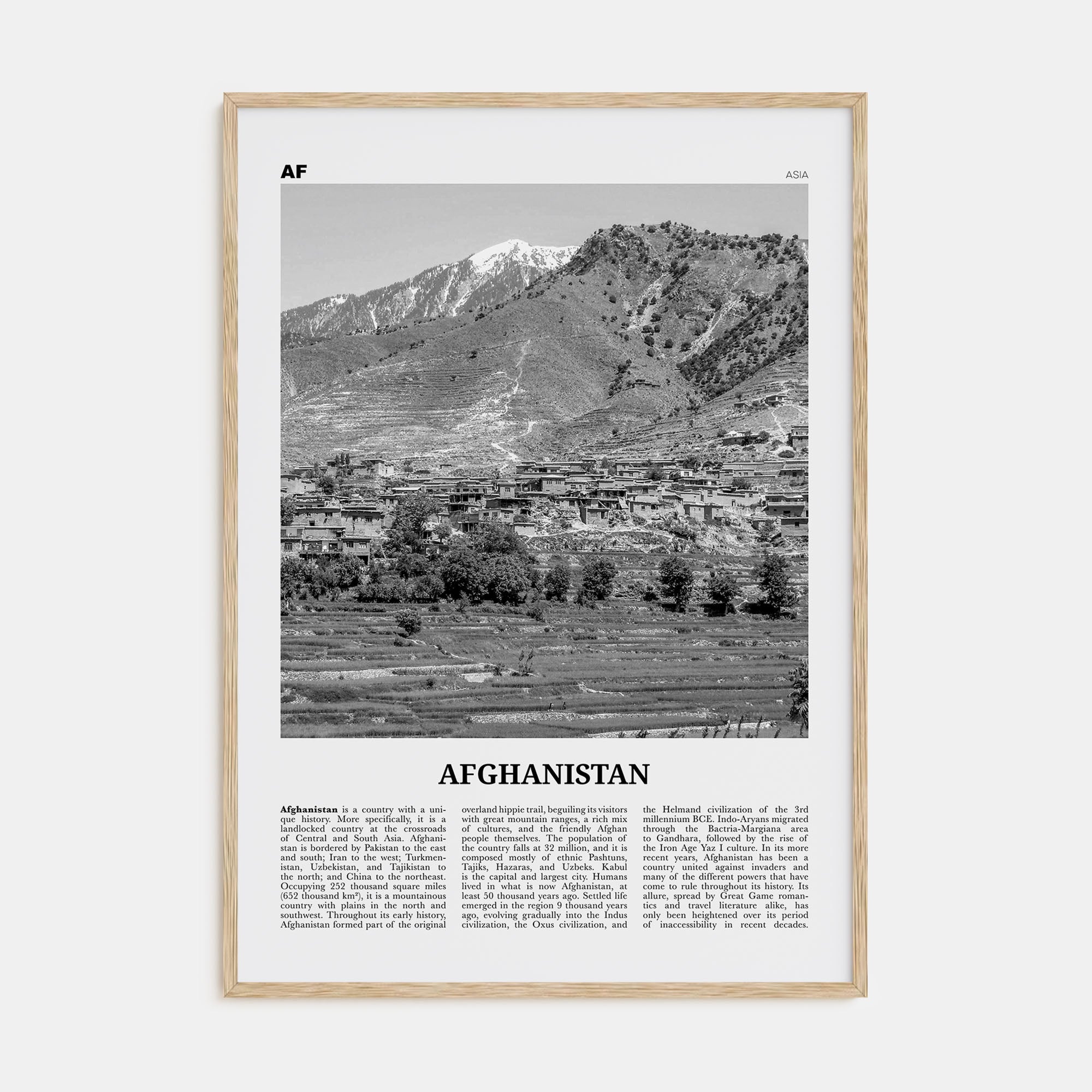 Afghanistan Travel B&W No 2 Poster