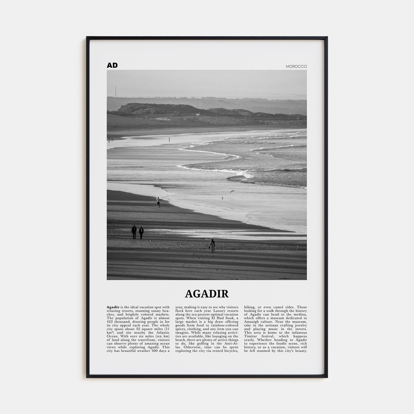 Agadir Travel B&W Poster