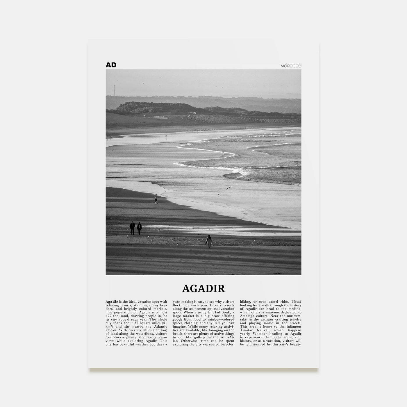 Agadir Travel B&W Poster