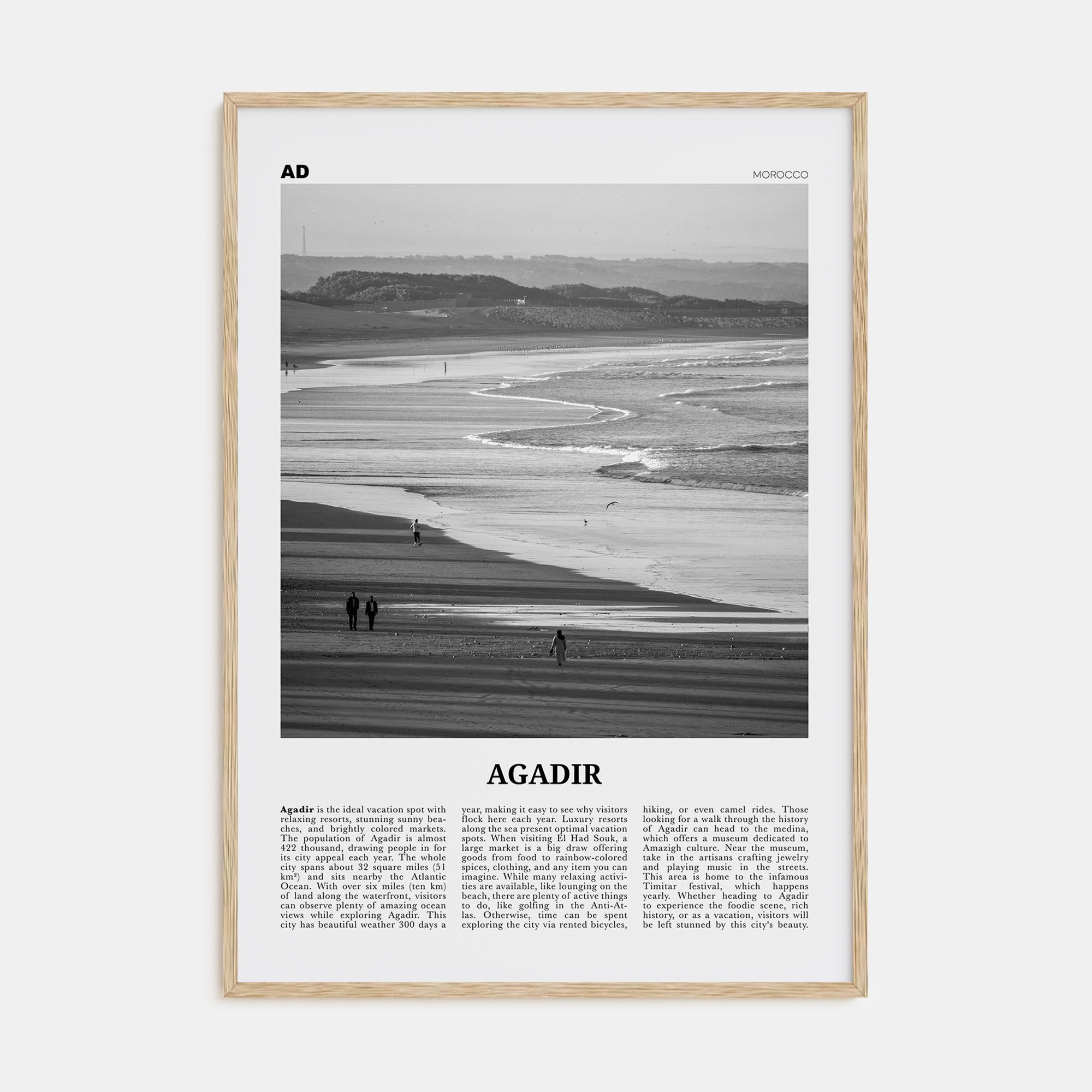 Agadir Travel B&W Poster