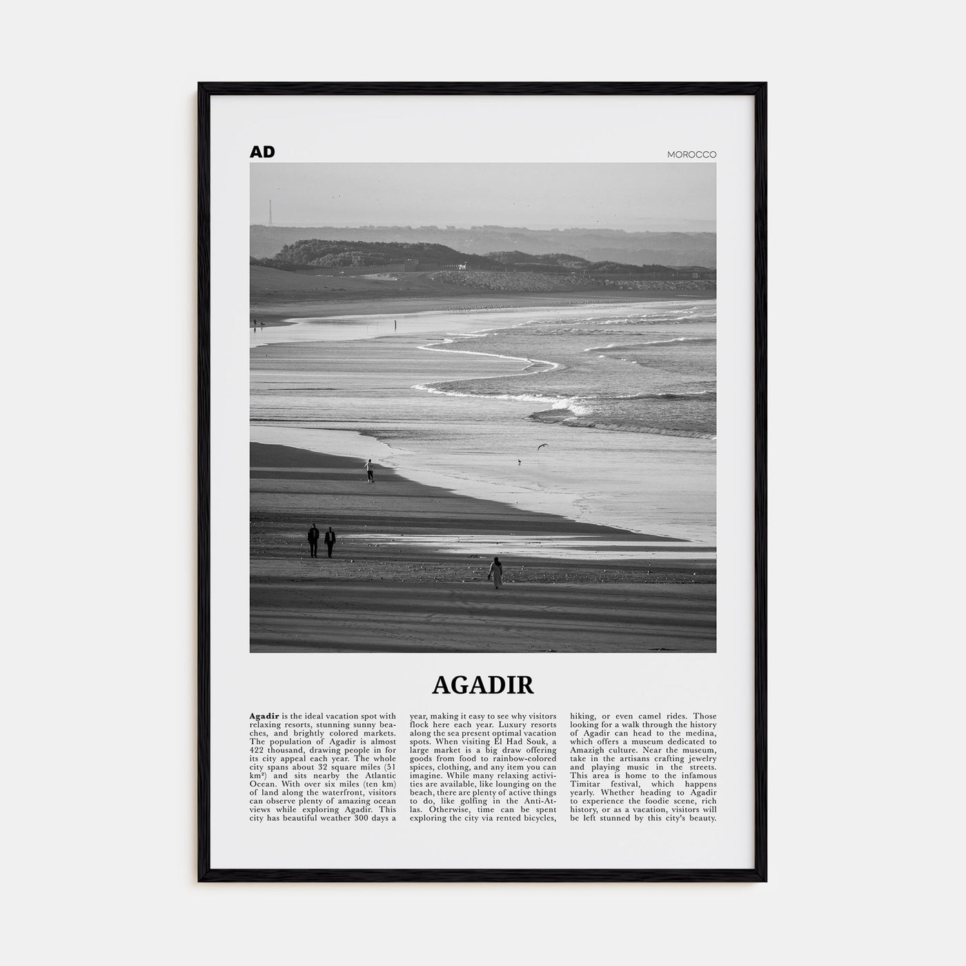 Agadir Travel B&W Poster