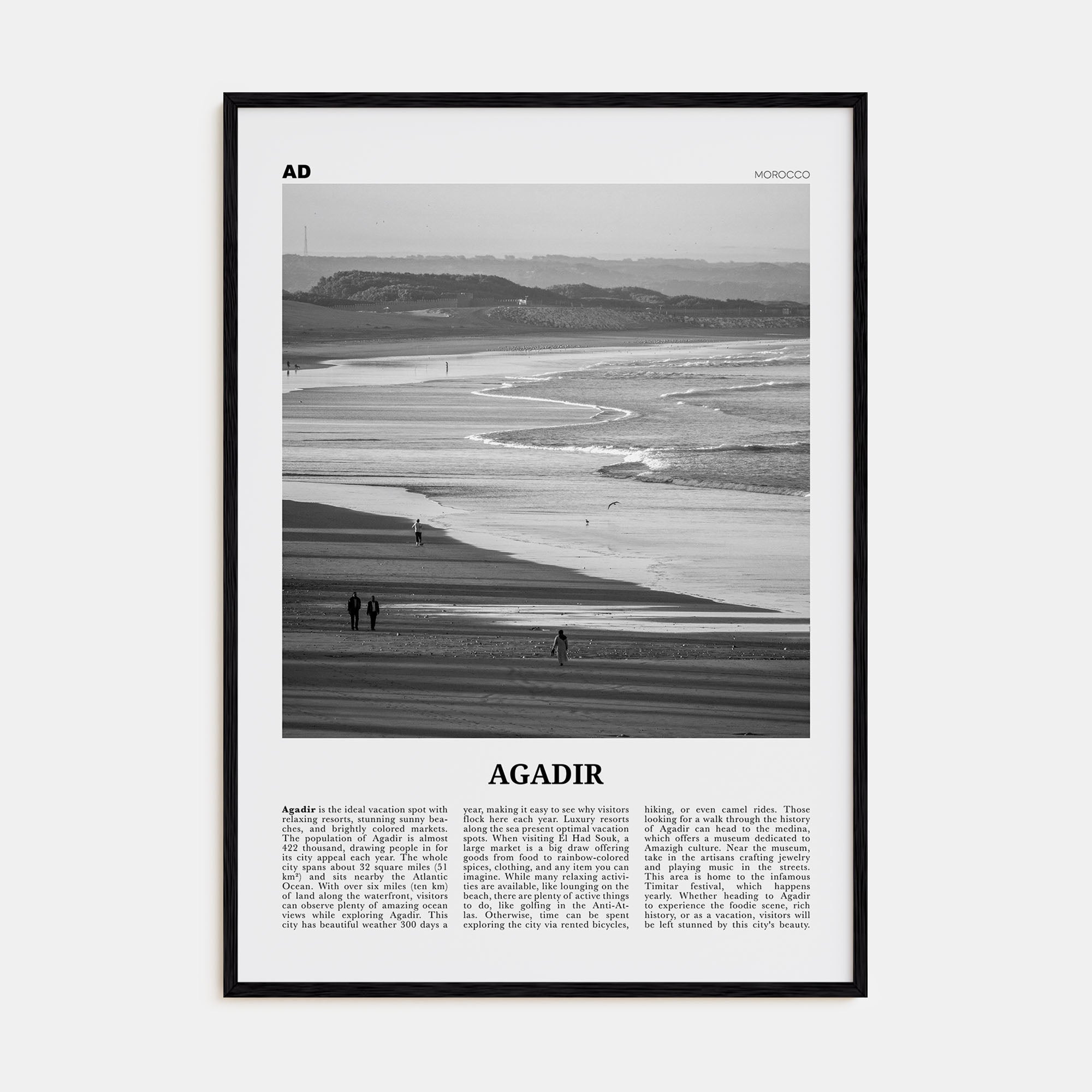 Agadir Travel B&W Poster