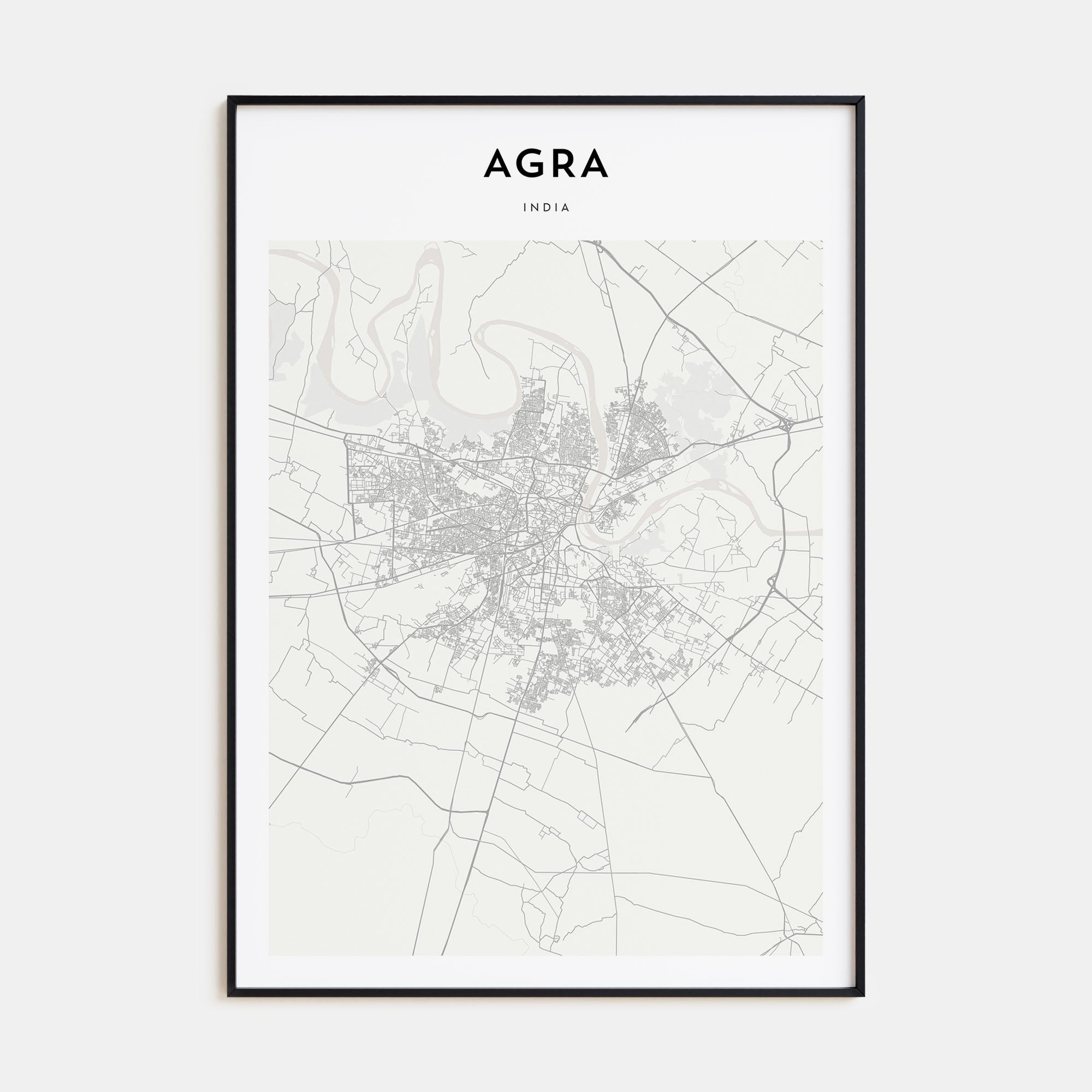 Agra Map Portrait Poster