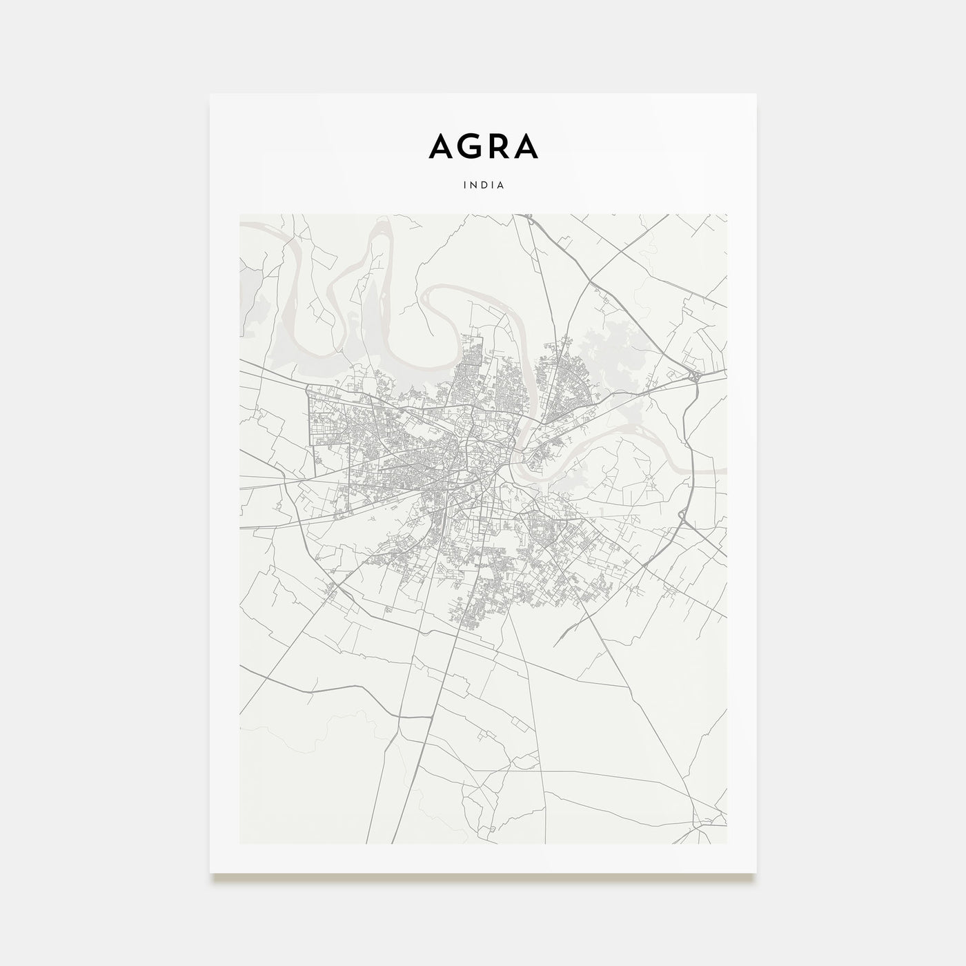 Agra Map Portrait Poster