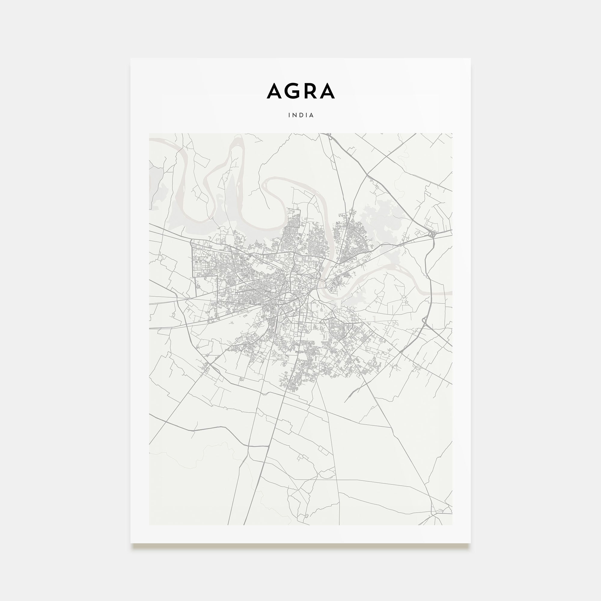 Agra Map Portrait Poster