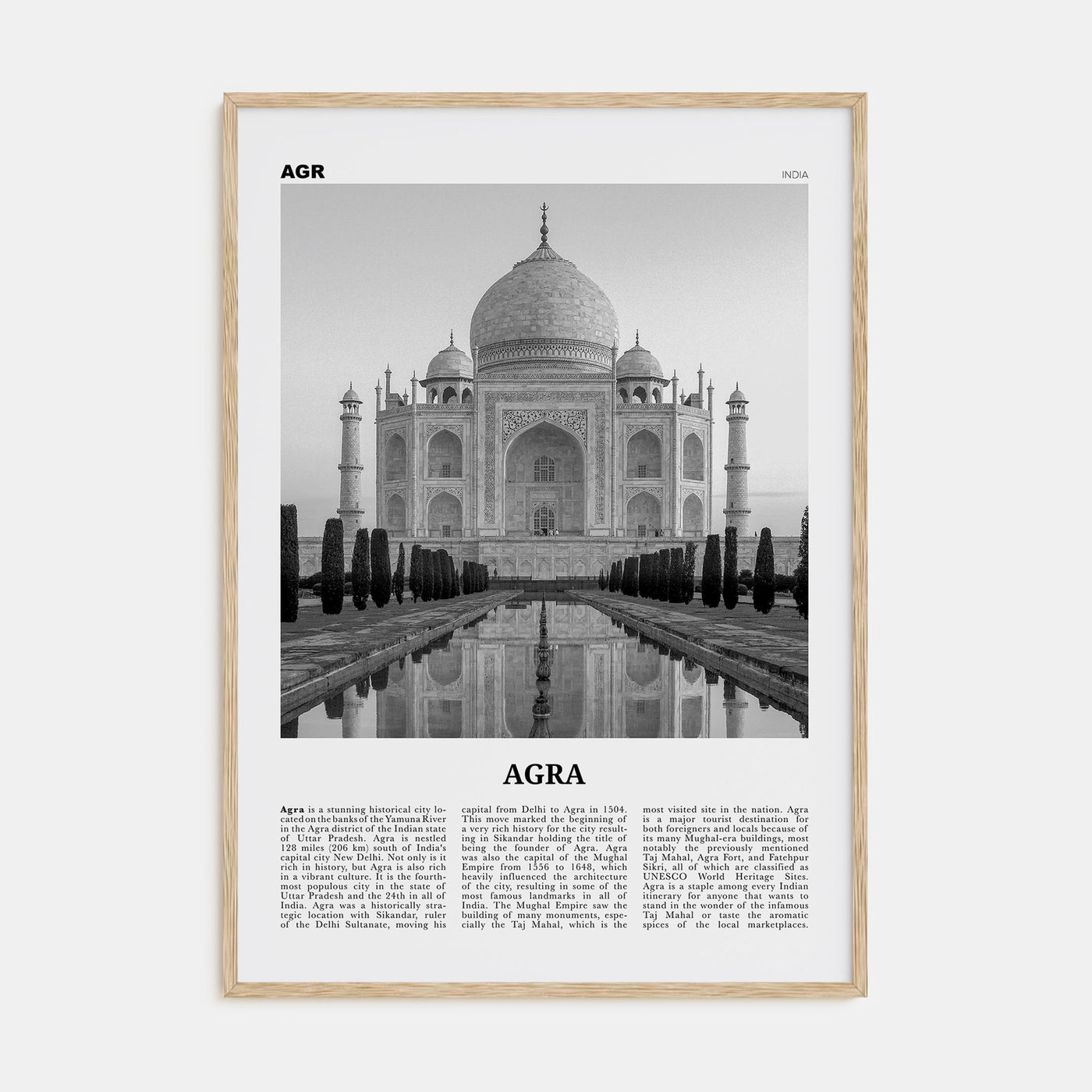 Agra Travel B&W Poster