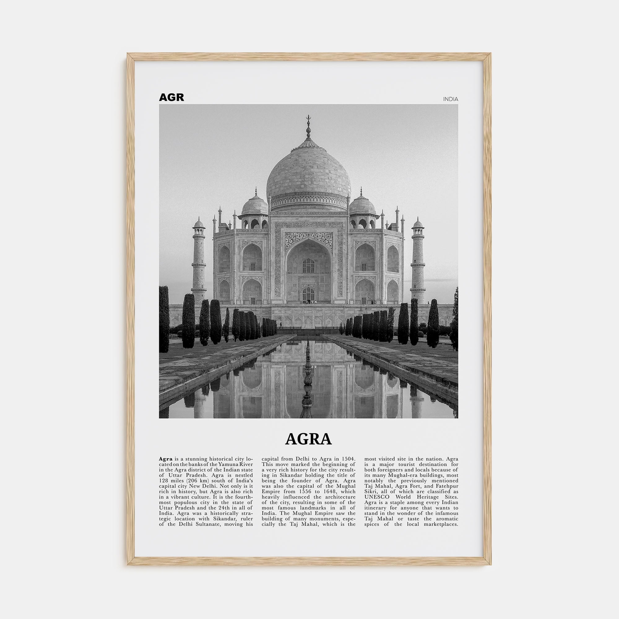 Agra Travel B&W Poster
