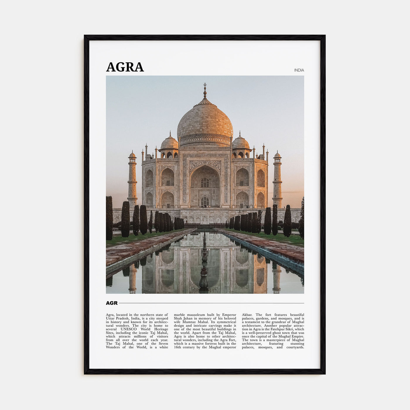 Agra Travel Color Poster