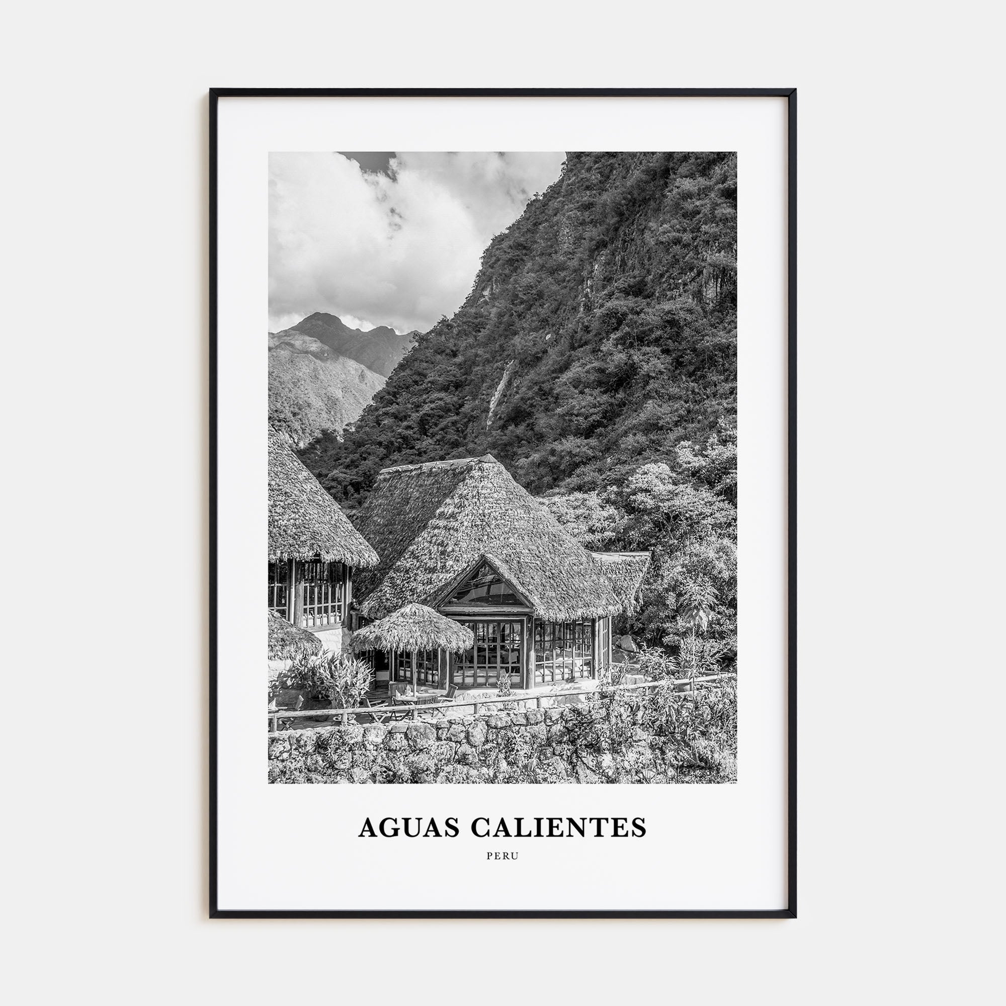 Aguas Calientes Portrait B&W Poster