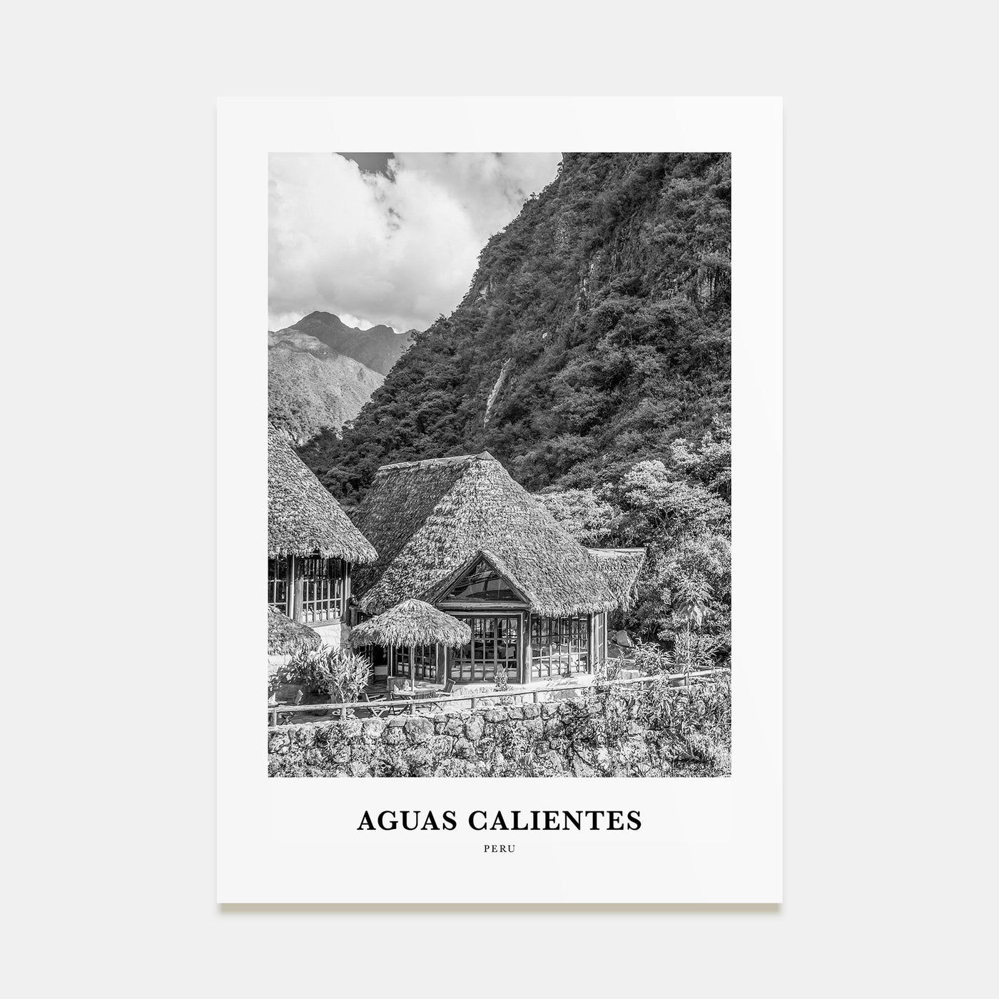 Aguas Calientes Portrait B&W Poster