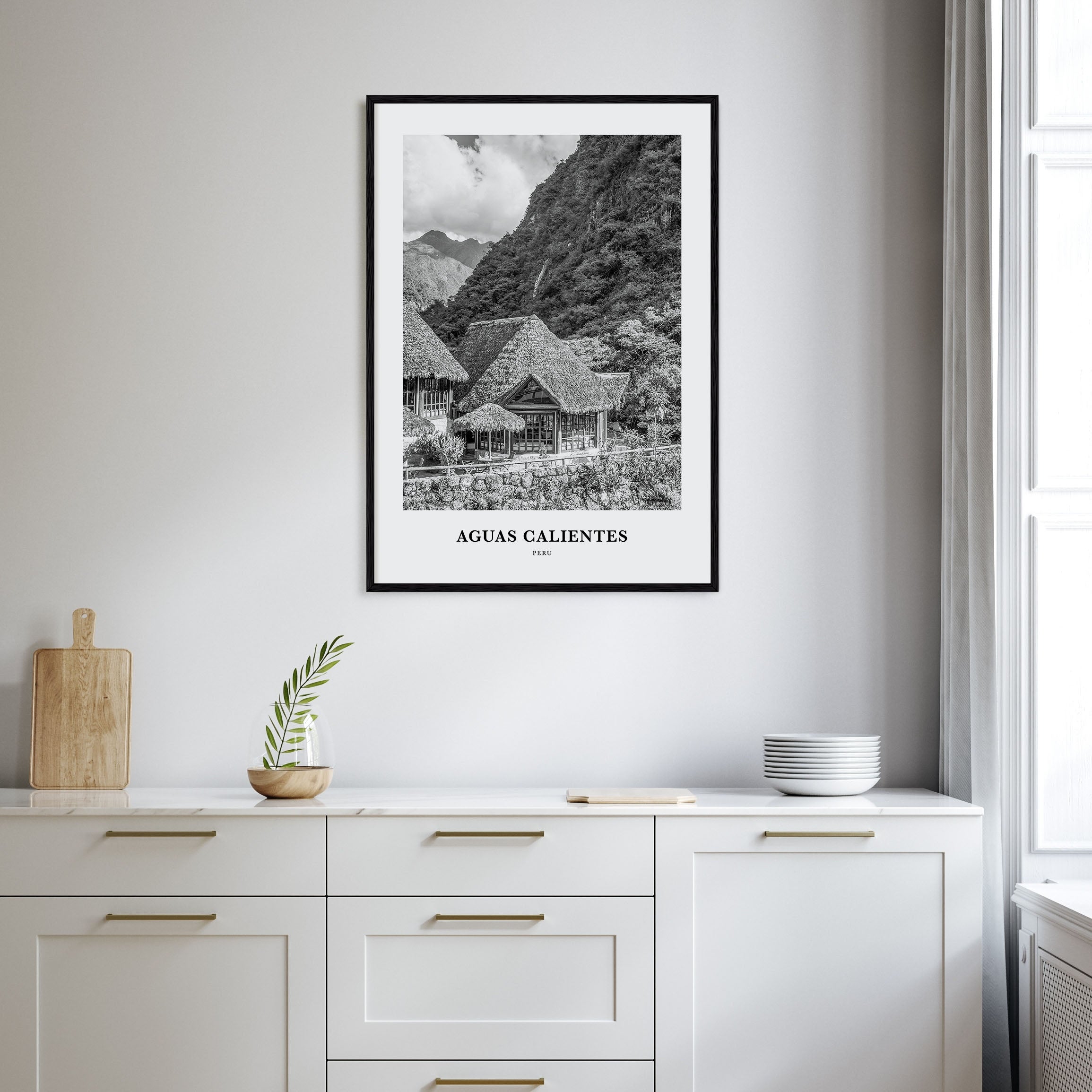 Aguas Calientes Portrait B&W Poster