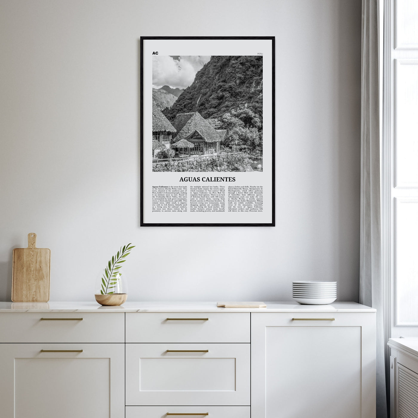 Aguas Calientes Travel B&W Poster