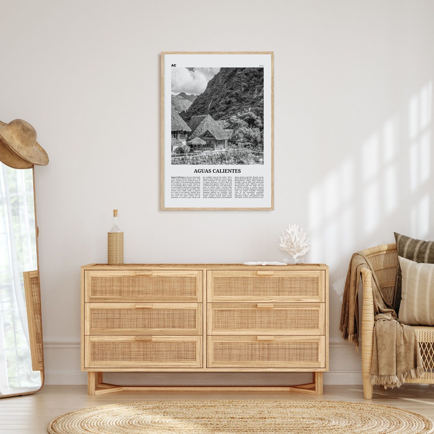 Aguas Calientes Travel B&W Poster