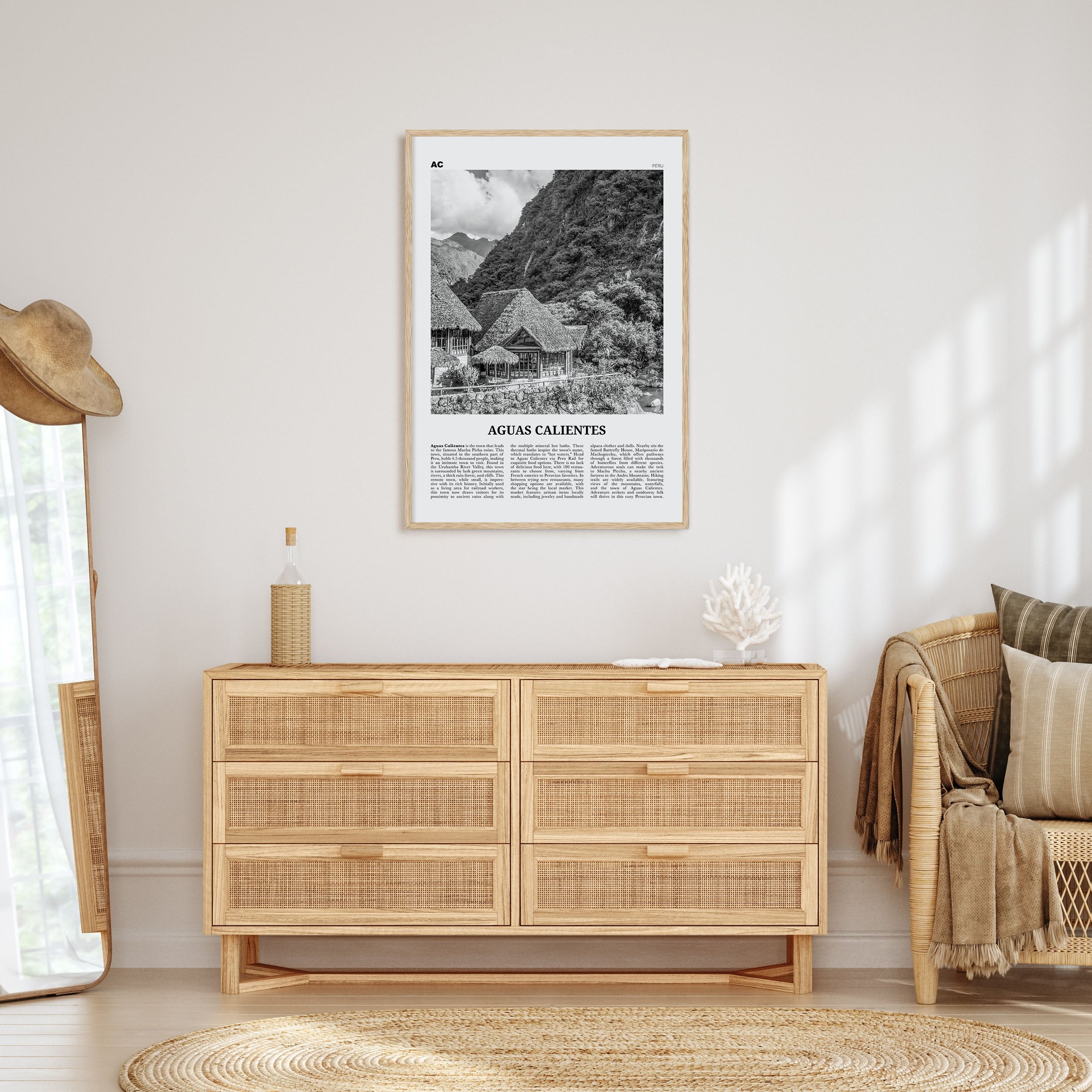 Aguas Calientes Travel B&W Poster