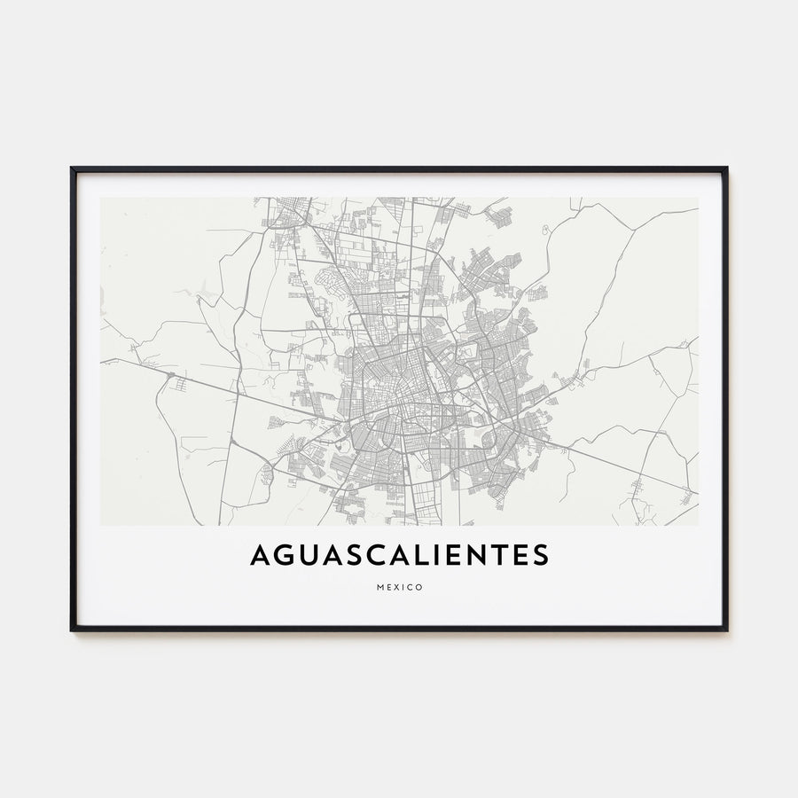 Aguascalientes Map Landscape Poster