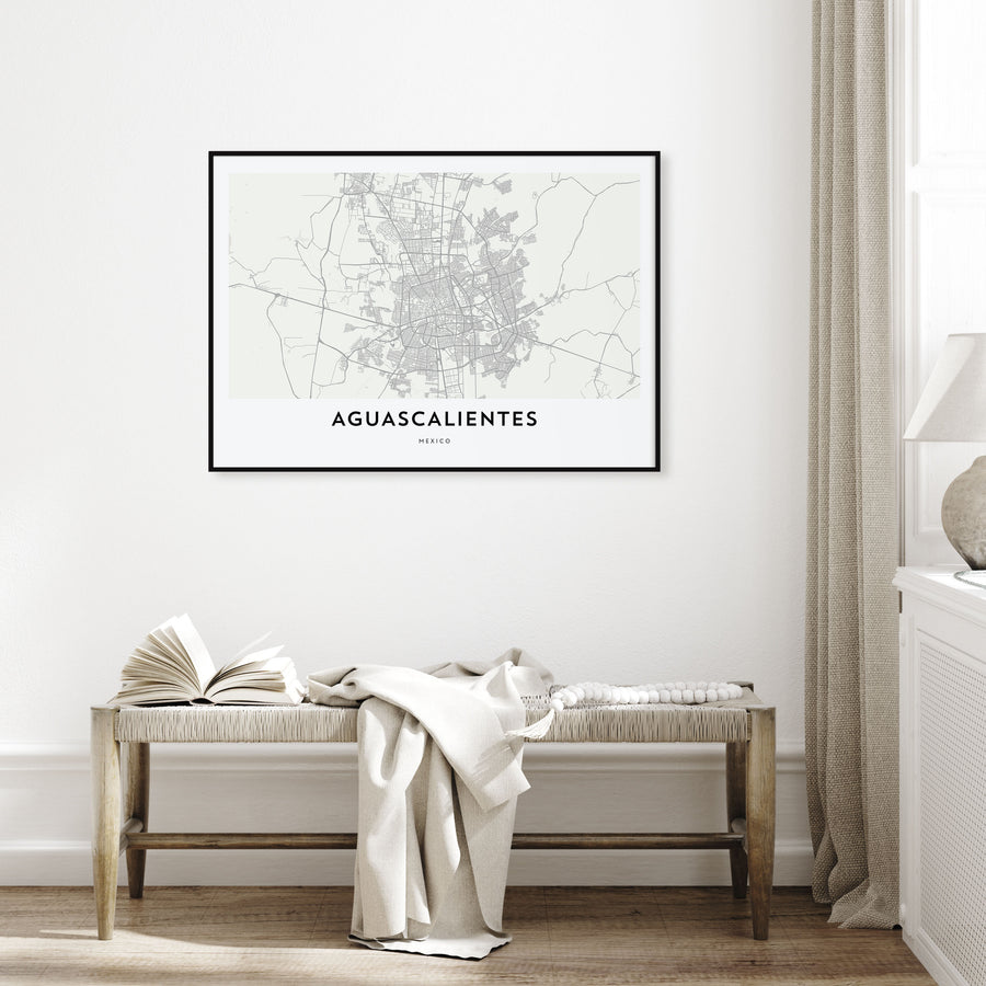 Aguascalientes Map Landscape Poster