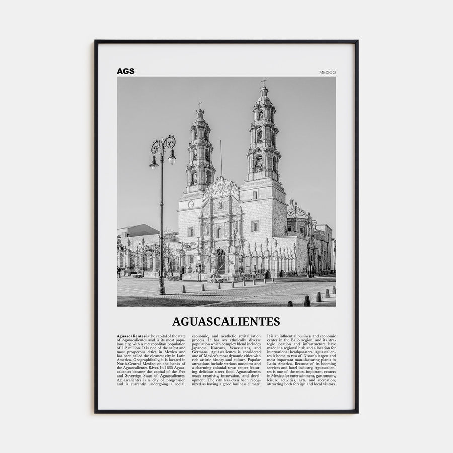 Aguascalientes Travel B&W Poster